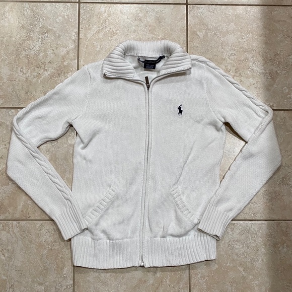 Ralph Lauren Sweaters - Ralph Lauren Sport White Zip-up Sweater